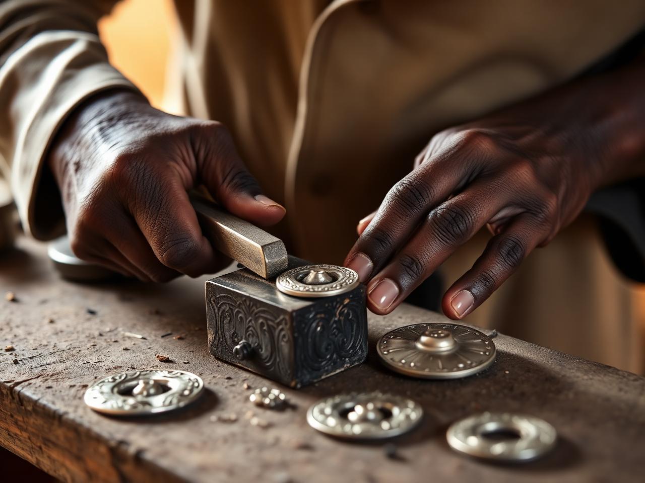 Artisan travaillant un bijou en argent