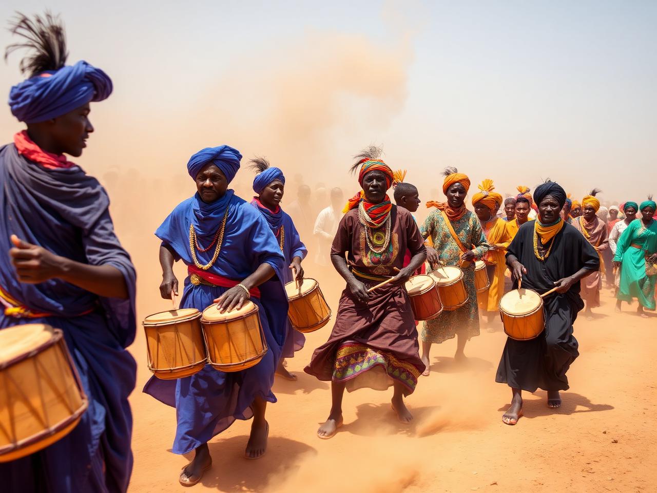 Danseurs et joueurs de tambour lors d'une fête culturelle